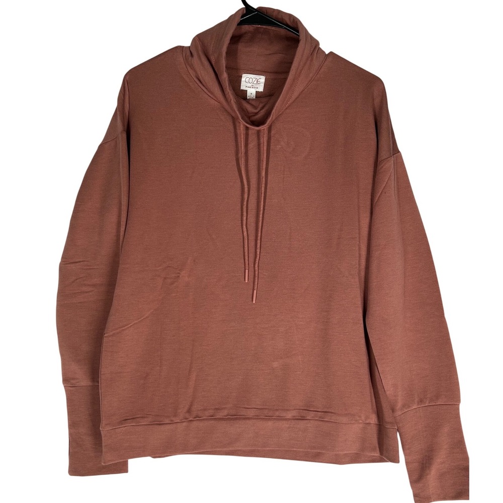 COZIE by Pink Rose Mock Turtleneck Sweatshirt Mocha Rose Color Women's Small NWT